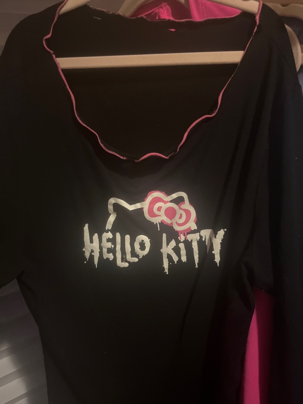 Hello Kitty Black Shirt with Pink Bow and White Logo